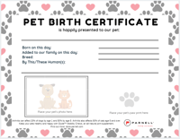 Free Pet Birth Certificate and Memory Page - Parnell Living Science